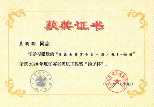 江蘇省優(yōu)質(zhì)工程獎(jiǎng)“揚(yáng)子杯”_王麗麗（2020年度）